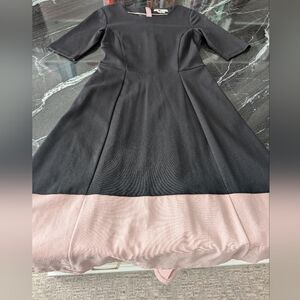 Boden Black and Dusty Pink Fit-and-Flare Dress